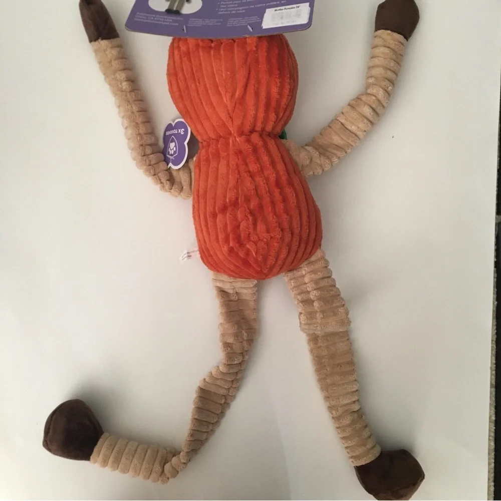 Dog Toy 24” Snuggler Long Limbs Pumpkin with Squeaker NEW | Patchwork Pets